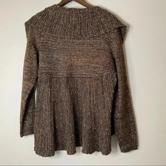 Knit Open Front Cardigan Sweater Drape Collar Size 14/16 Cotton - Picture 7 of 10